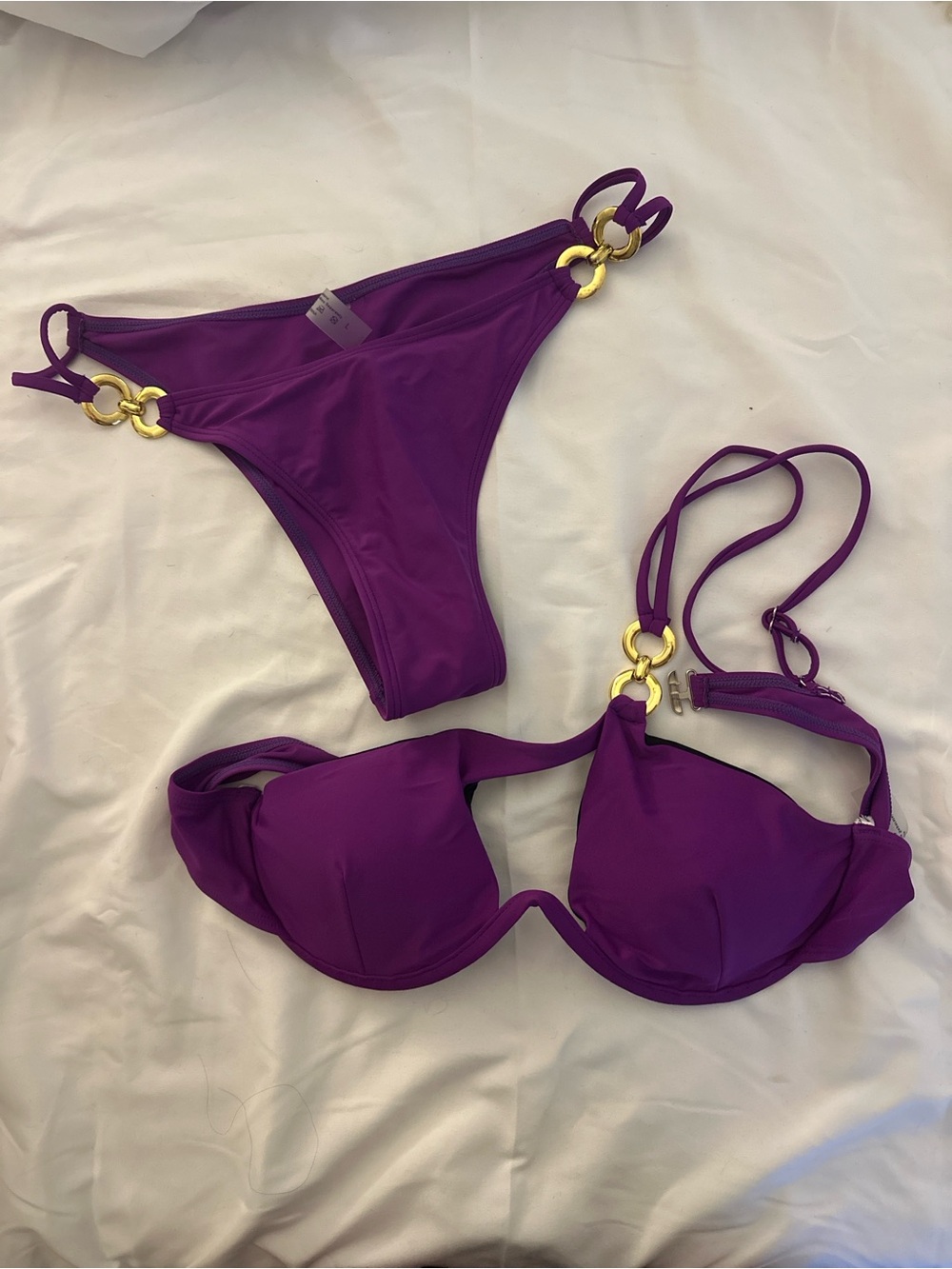 SHEIN Purple Bikini Set with Gold Rings